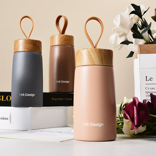 Mini-Gourde Isotherme "L'Urbaine" – Acier Inox 304 & Bouchon Bois (280ml)