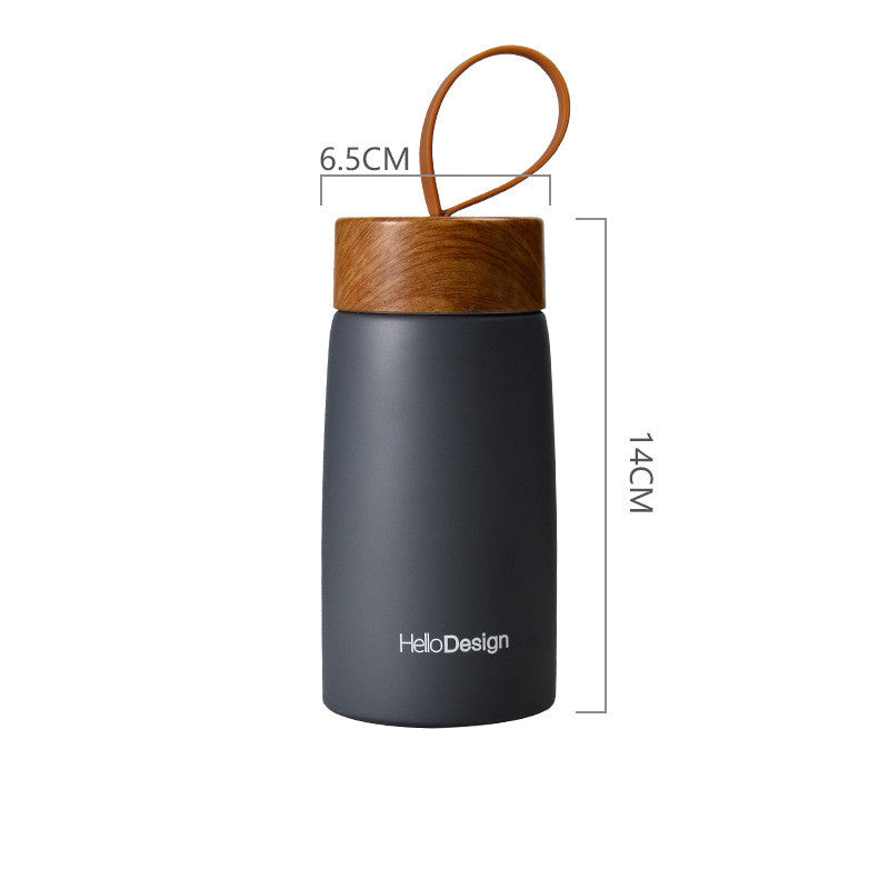 Mini-Gourde Isotherme "L'Urbaine" – Acier Inox 304 & Bouchon Bois (280ml)